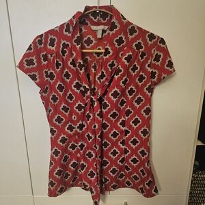 Banana Republic Red and Black Patterned Blouse
